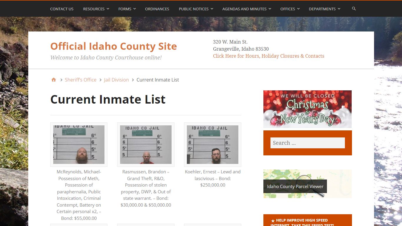 Current Inmate List – Official Idaho County Site