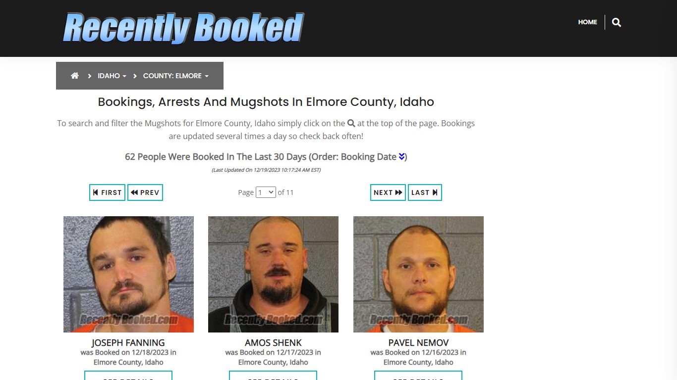 Recent bookings, Arrests, Mugshots in Elmore County, Idaho